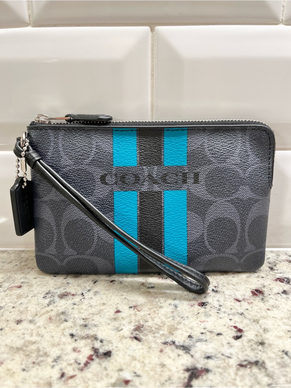 Coach Signature Stripe Wristlet NWOT